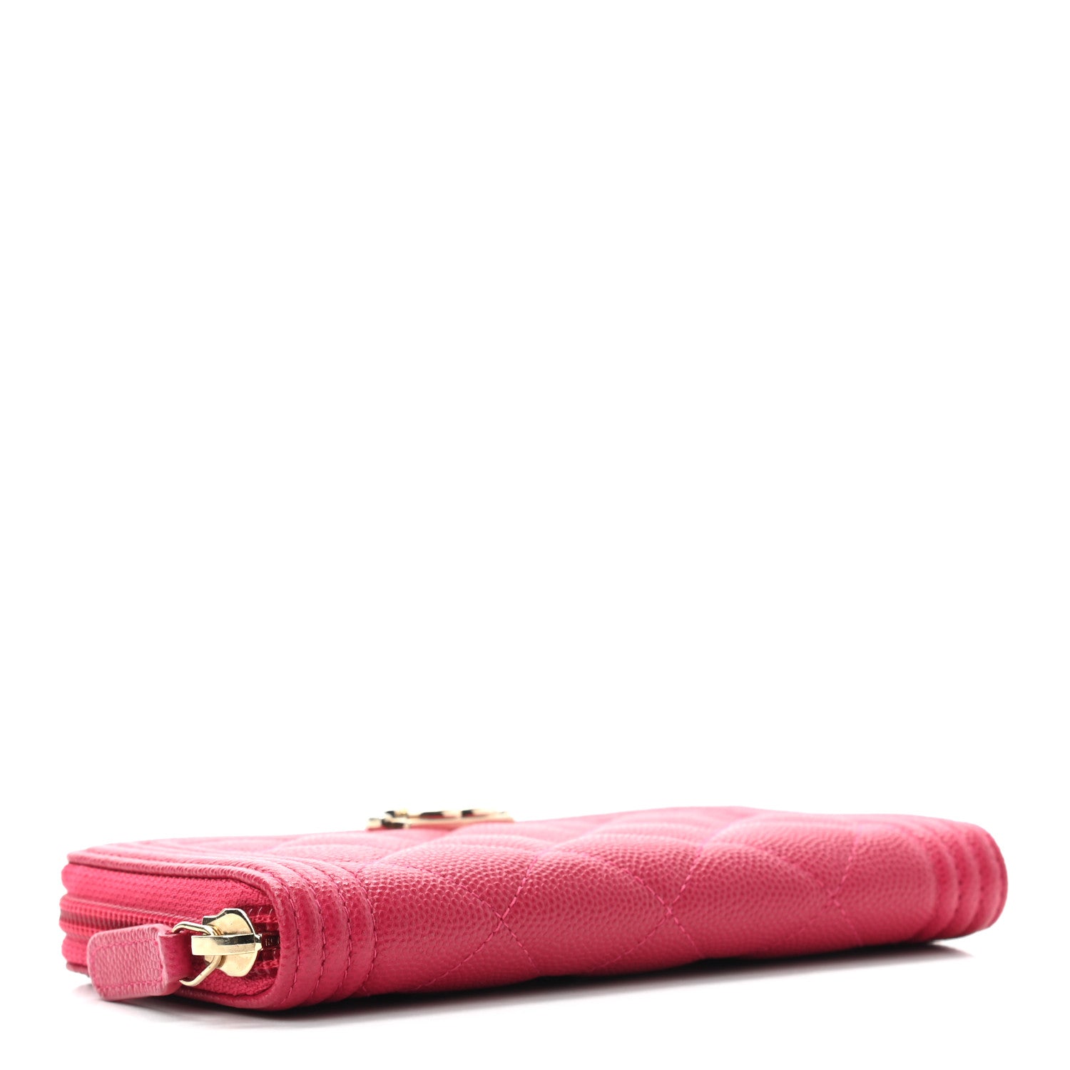 Chanel Caviar Quilted Small Boy Zip Around Wallet Fuchsia 4 of 8