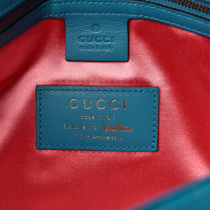 Gucci Velvet Matelasse XXV Embroidered Medium GG Marmont Shoulder Bag Pavone Cyan 7 of 11
