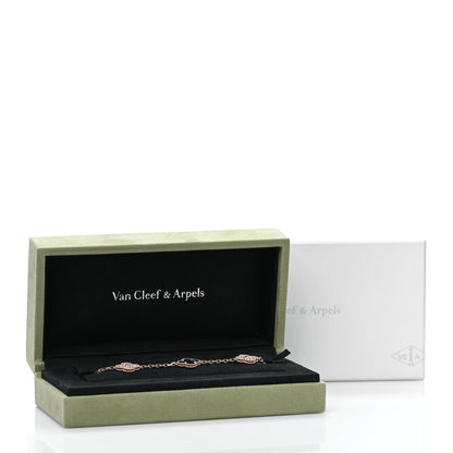 Van Cleef & Arpels 18K Rose Gold Diamond Gray Mother of Pearl 5 Motifs Vintage Alhambra Bracelet 4 of 4