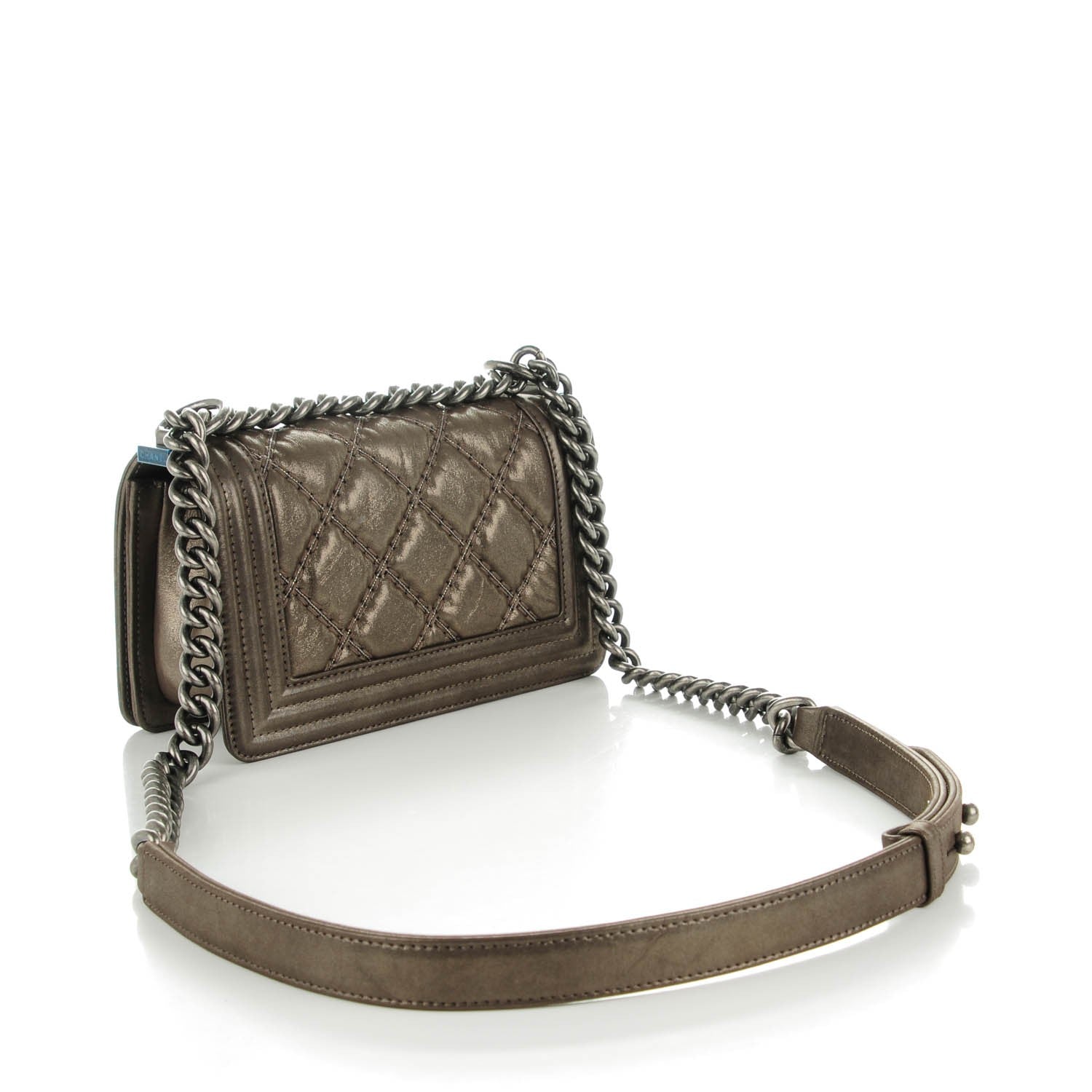 Chanel Iridescent Calfskin Embellished Double Stitch Small Boy Flap Light Brown 3 of 7