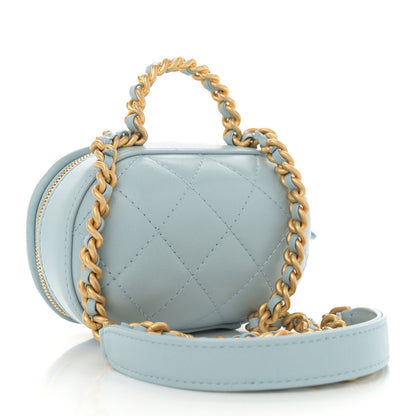 Chanel Lambskin Quilted CC Bubble Vanity Case With Chain Light Blue 3 of 11