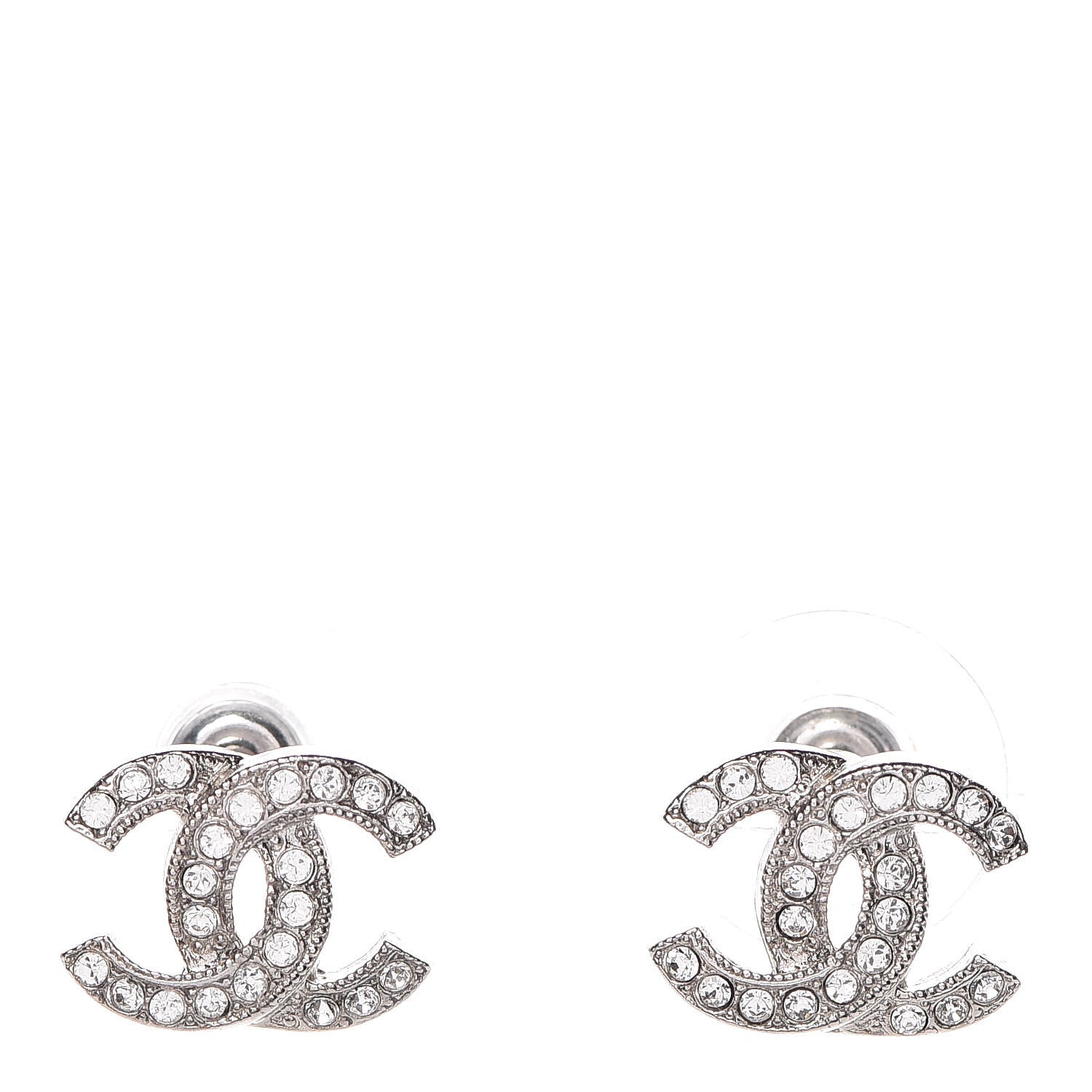 Chanel Crystal Mini Timeless CC Earrings Silver 1 of 5