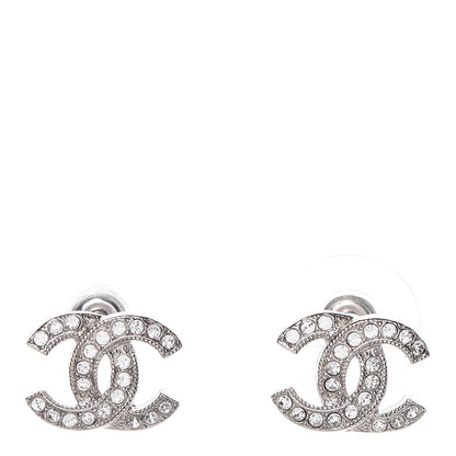 Chanel Crystal Mini Timeless CC Earrings Silver 1 of 5