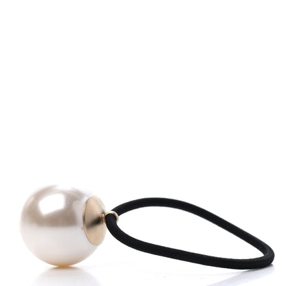 Chanel Pearl CC Hair Tie Black White 3 of 4