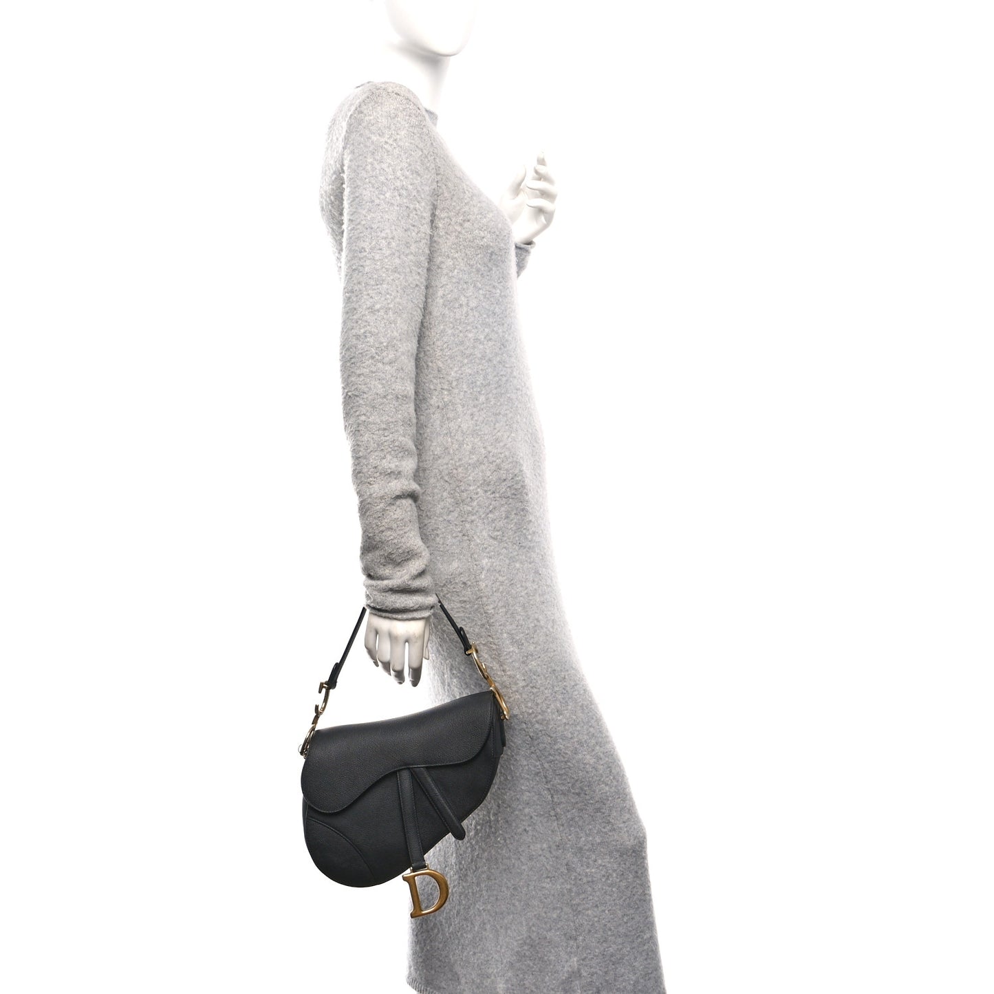 Grained Calfskin Saddle Bag Black