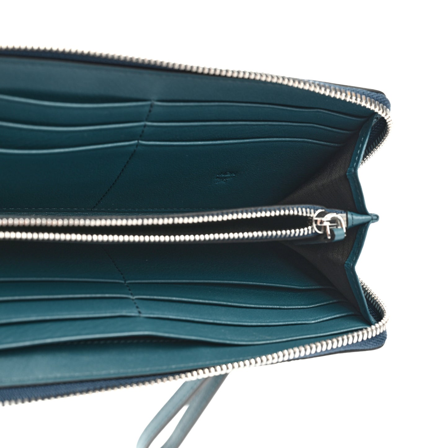 Calfskin Ottomar Monogram Large Aren Zip Wallet Deep Teal