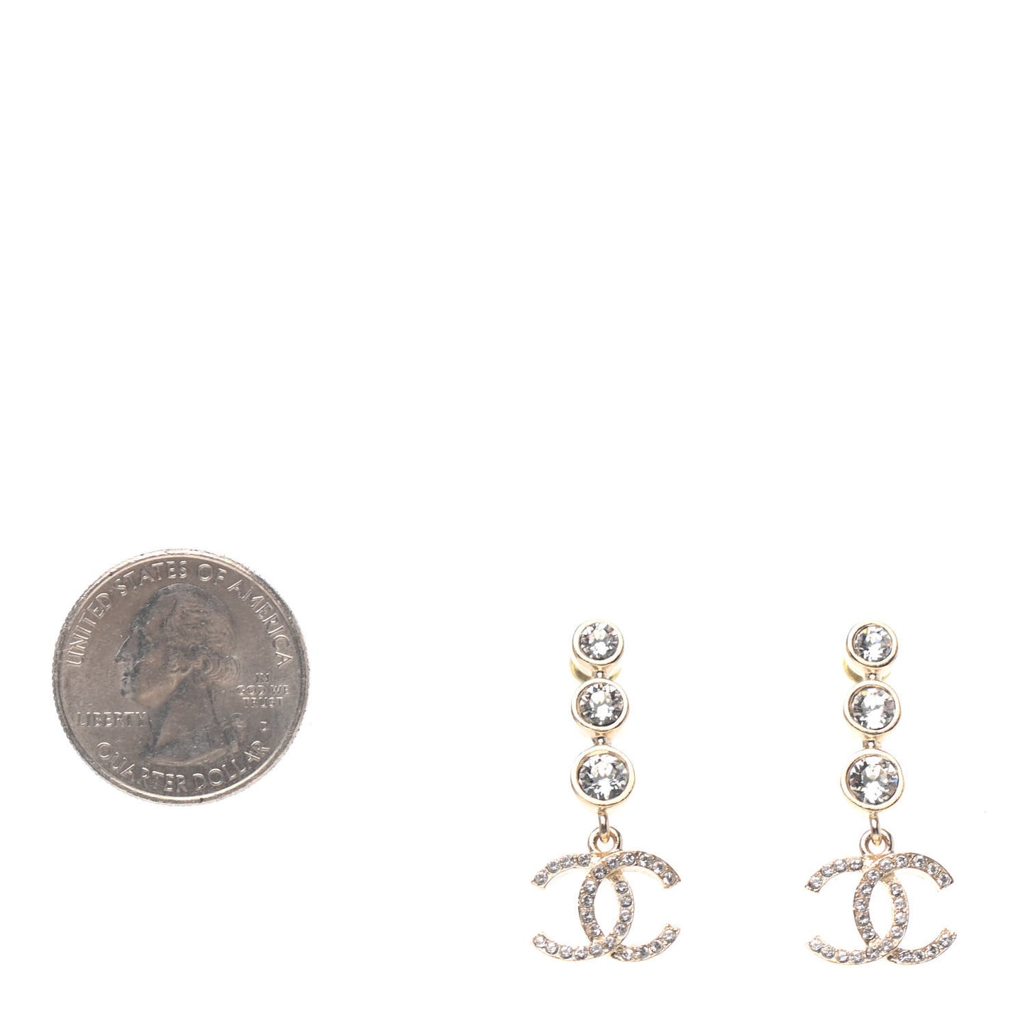 Crystal CC Drop Earrings Gold