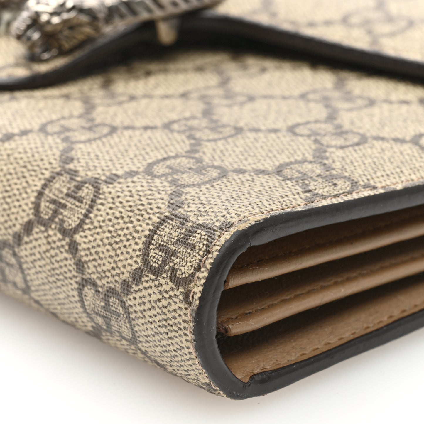GG Supreme Monogram Mini Dionysus Chain Wallet Beige Taupe