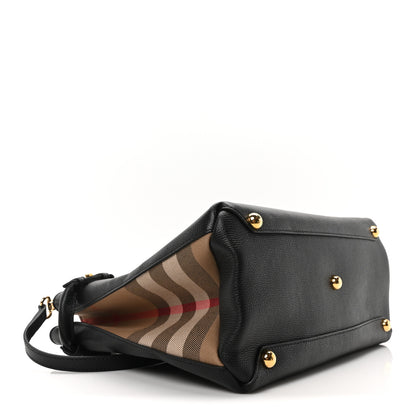 Burberry Derby Calfskin House Check Medium Banner Tote Black 4 of 9