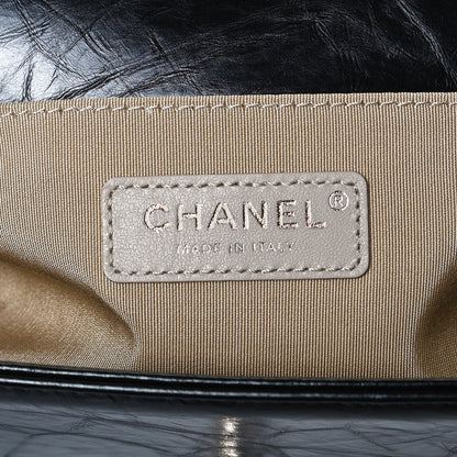 Chanel Crumpled Calfskin Chevron Chain Medium Boy Flap Black 6 of 12