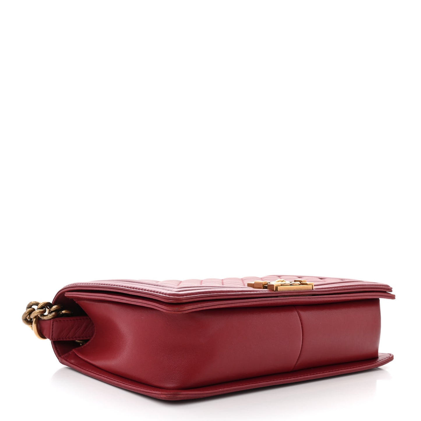 Lambskin Quilted New Medium Boy Flap Dark Red