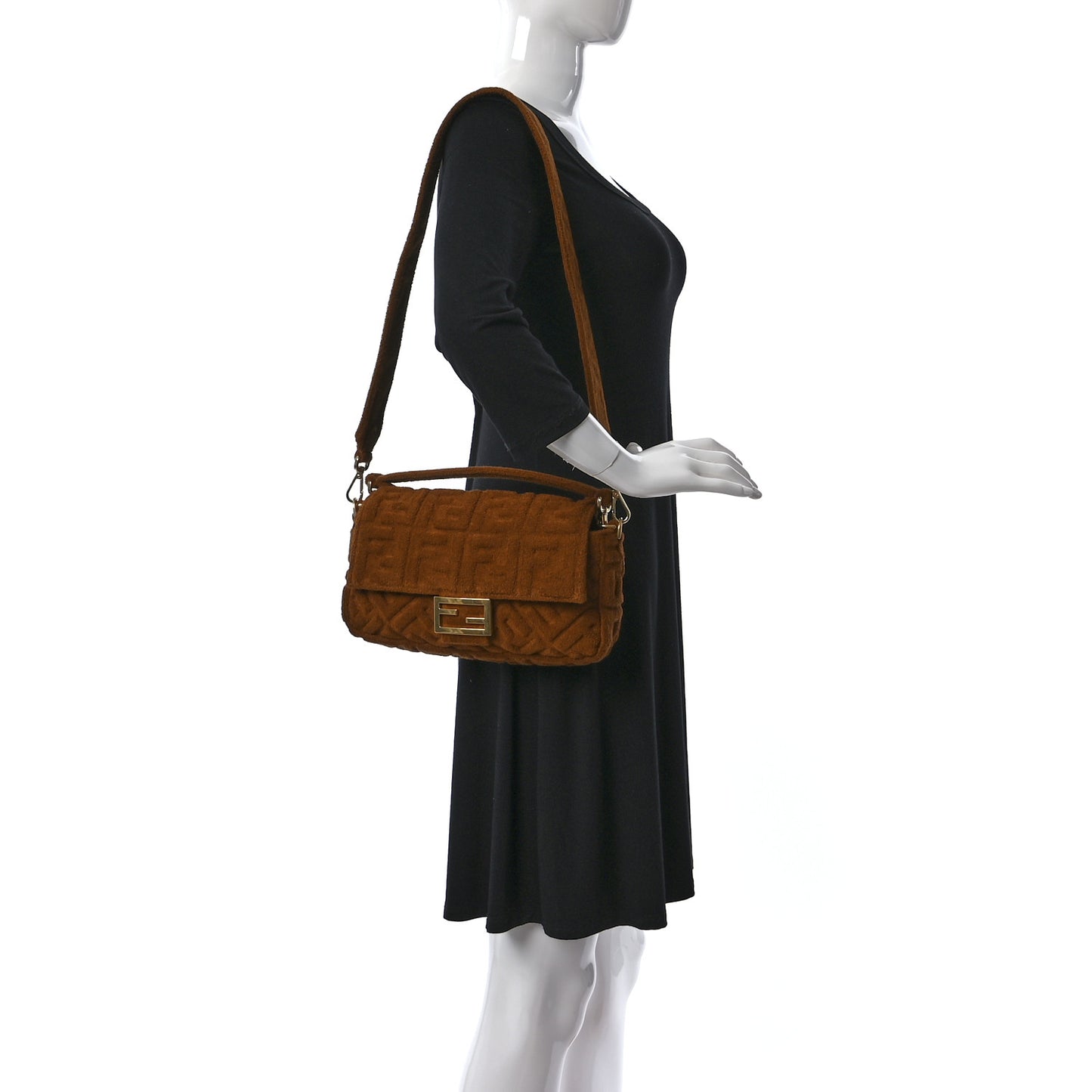 Terry Cloth Vitello Century Matte FF 1974 Embossed Baguette Caramel