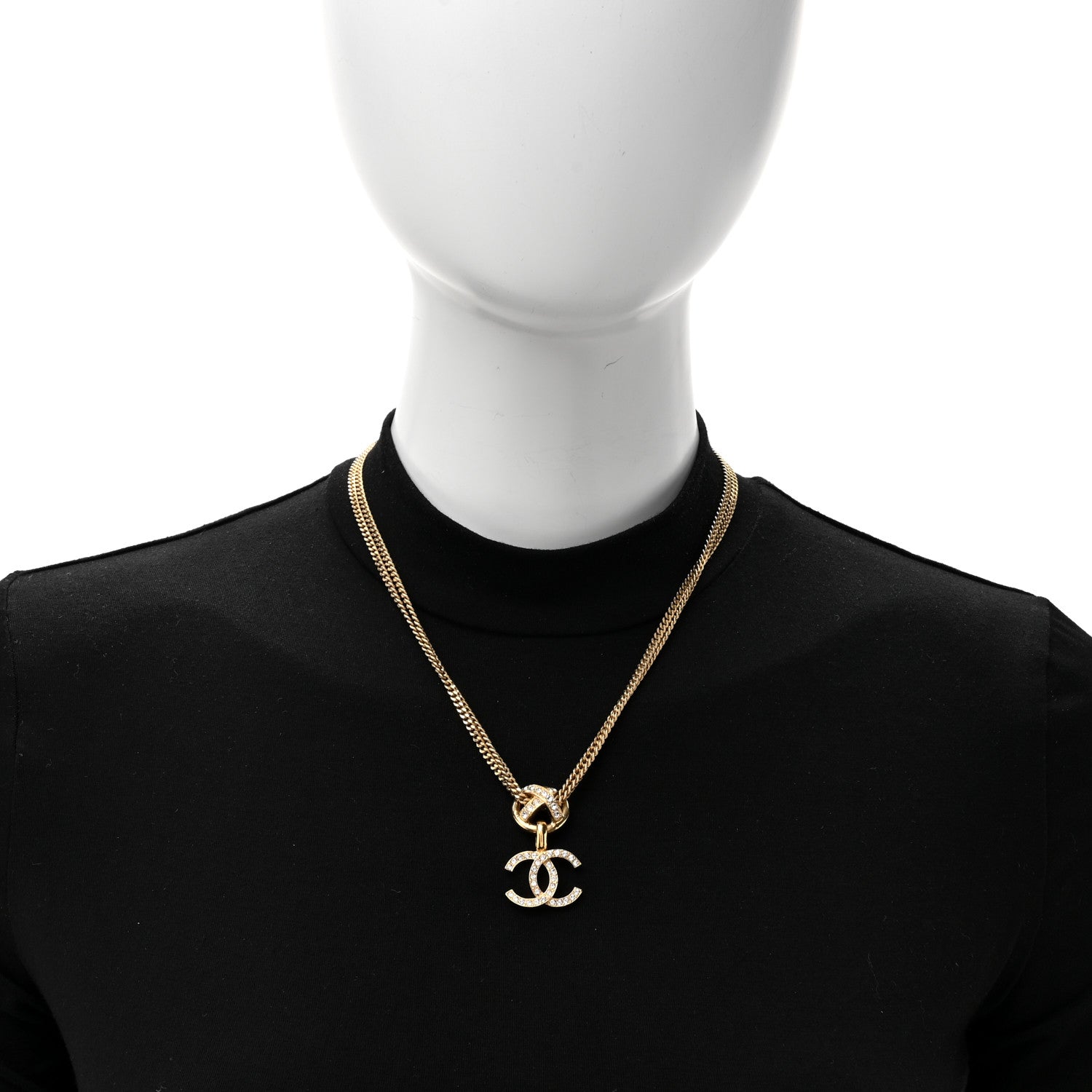 Chanel Crystal CC X Drop Multi Strand Necklace Gold 2 of 4
