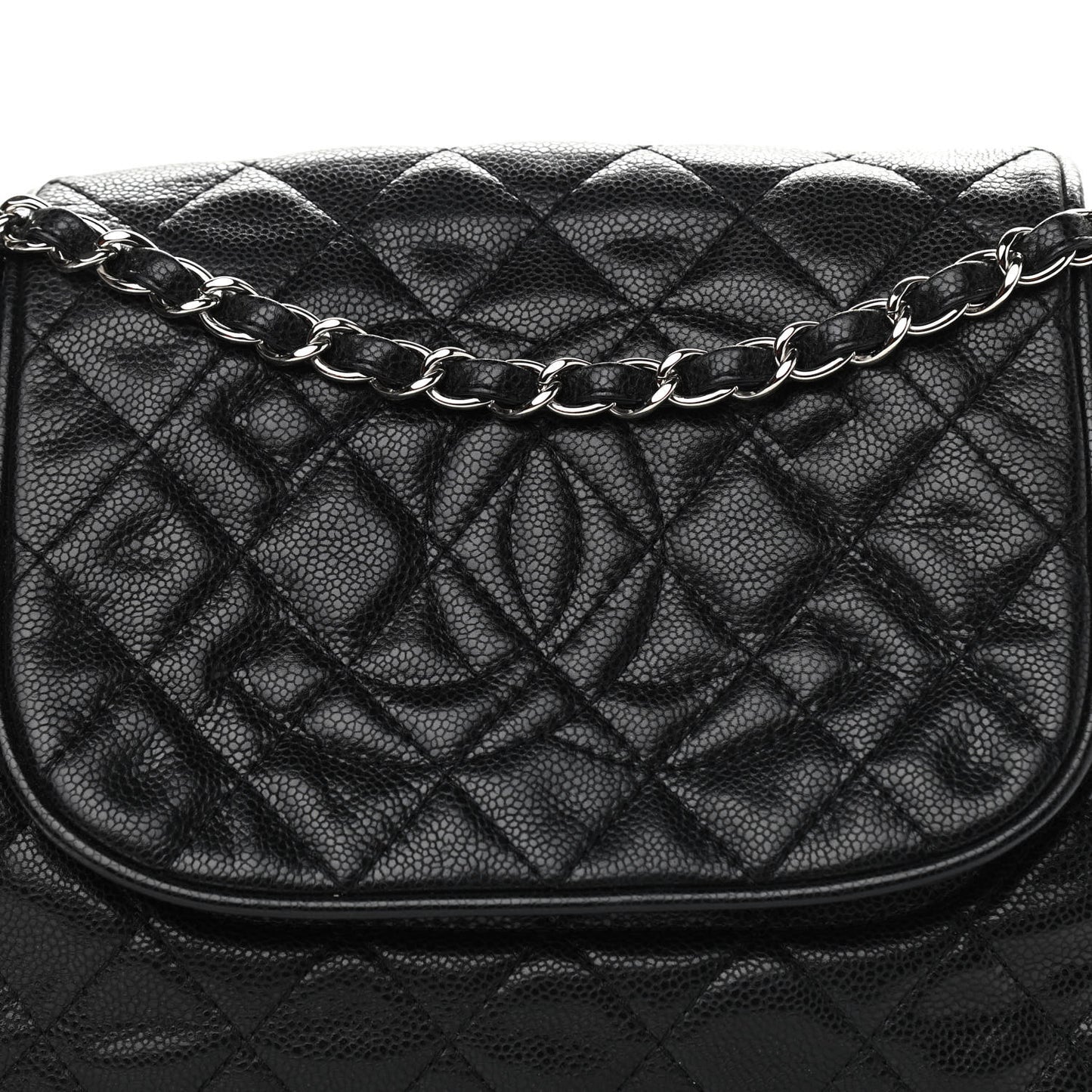 Caviar Quilted Timeless Accordion Flap Black