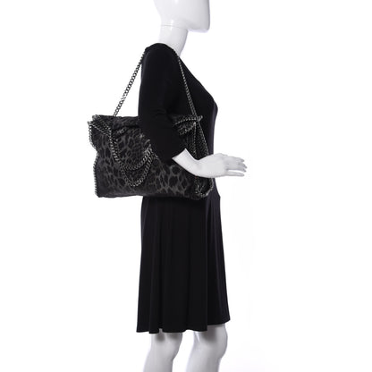 Stella McCartney Shaggy Deer Leopard Print Falabella Fold Over Tote Grey 2 of 9