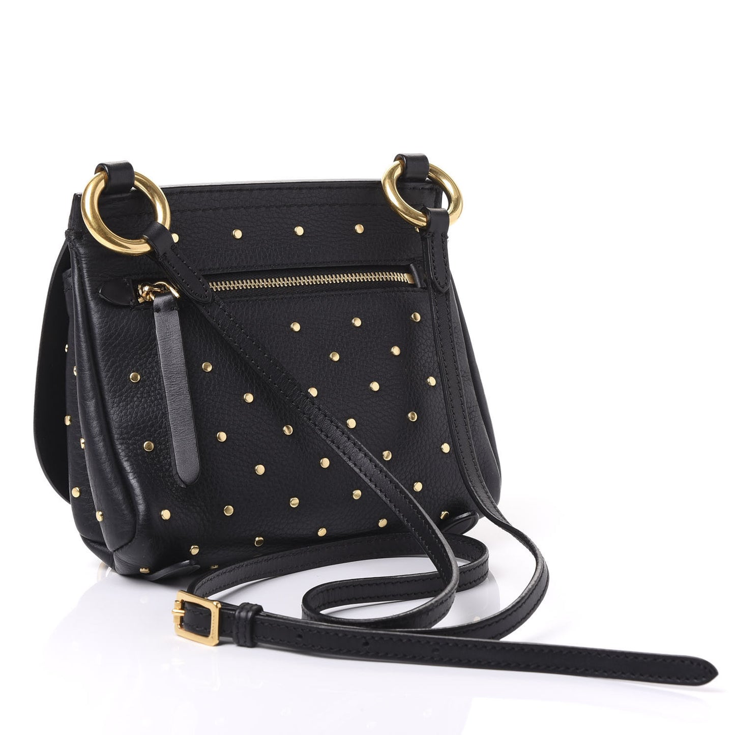 Soft Grain Calfskin Studded Baby Bridle Saddle Bag Black