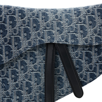 Christian Dior Denim Oblique Jacquard Saddle Bag Blue 7 of 10
