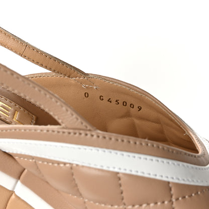 Chanel Lambskin Patent Quilted CC Platform Sandals 37.5 Beige White 8 of 9
