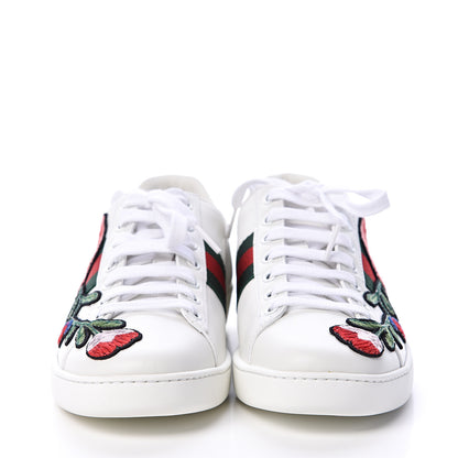 Gucci Calfskin Web Floral Embroidered Ace Sneakers 37 White 2 of 9