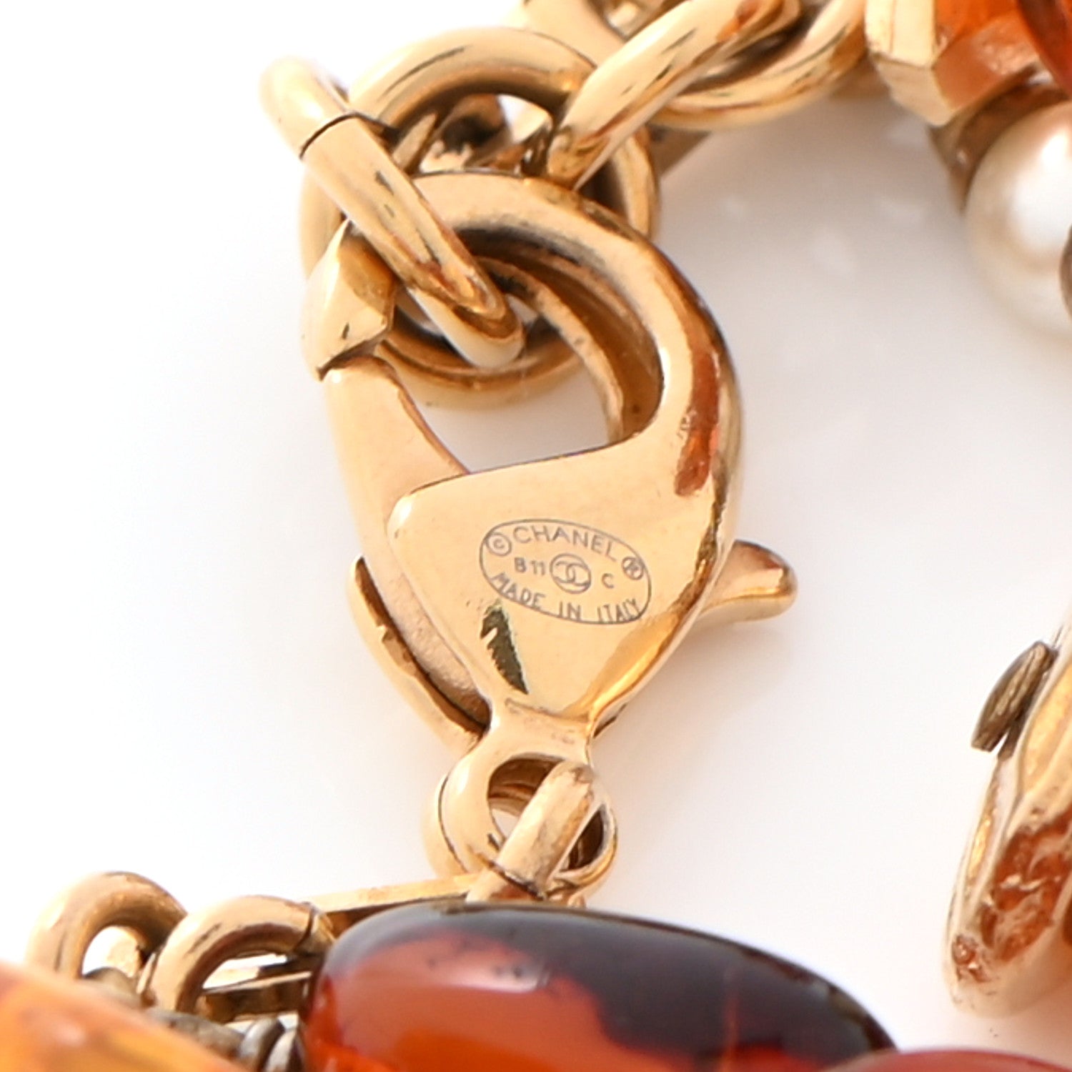 Chanel Pearl Amber CC Bracelet Gold 4 of 4