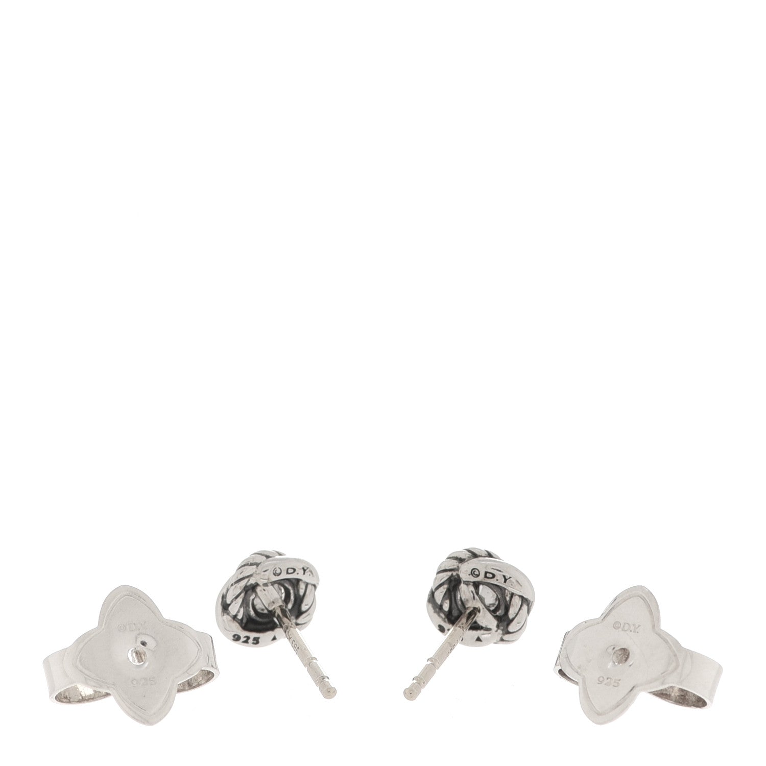 David Yurman Sterling Silver Diamond 7mm Infinity Stud Earrings 3 of 4
