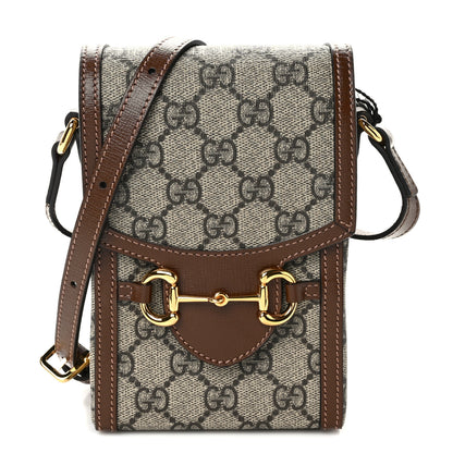 Gucci GG Supreme Monogram Mini Horsebit 1955 Crossbody Bag Beige Brown Sugar 1 of 10