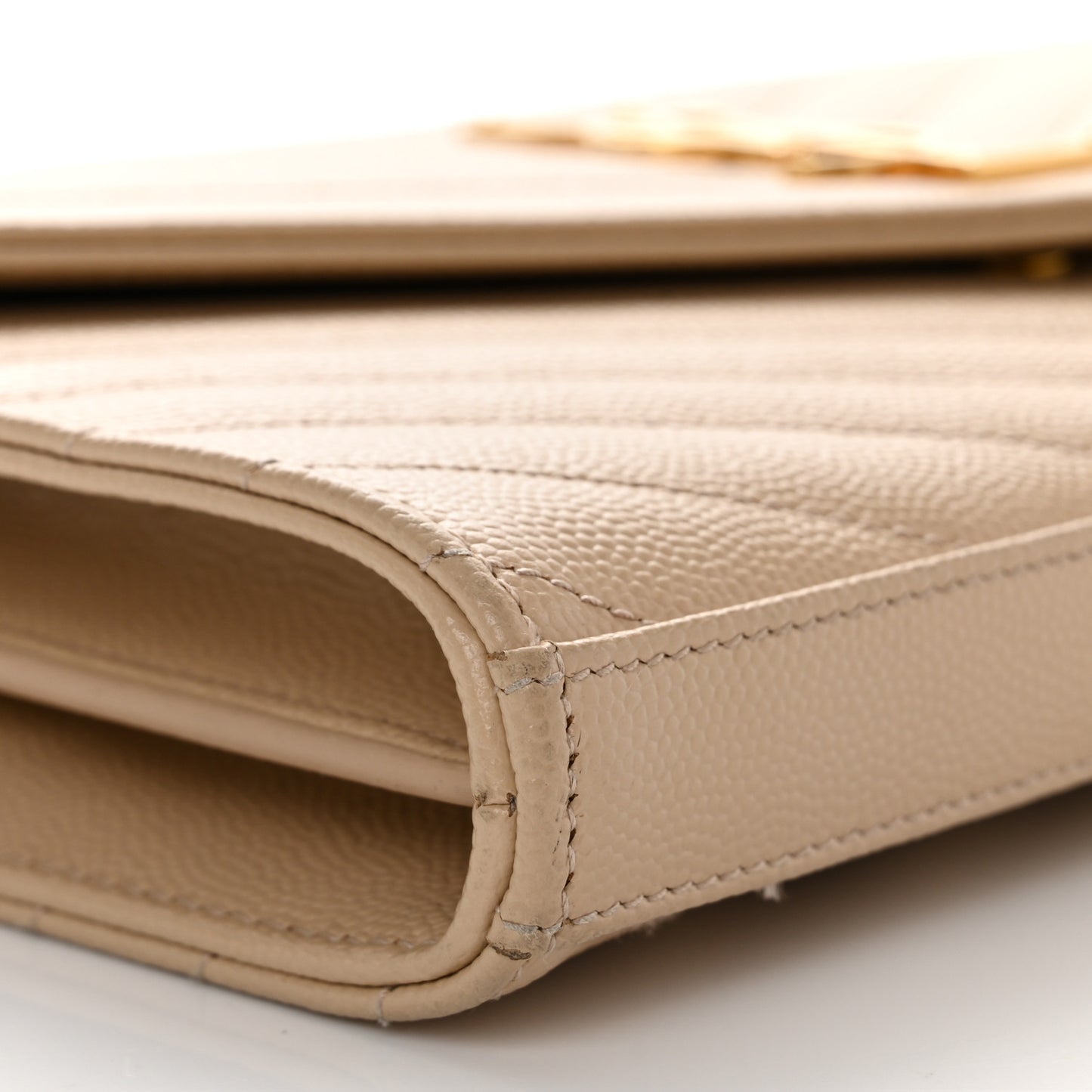 Grain De Poudre Matelasse Chevron Monogram Chain Wallet Nude Powder