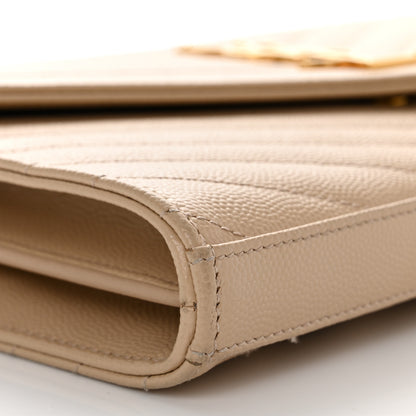 Saint Laurent Grain De Poudre Matelasse Chevron Monogram Chain Wallet Nude Powder 9 of 11