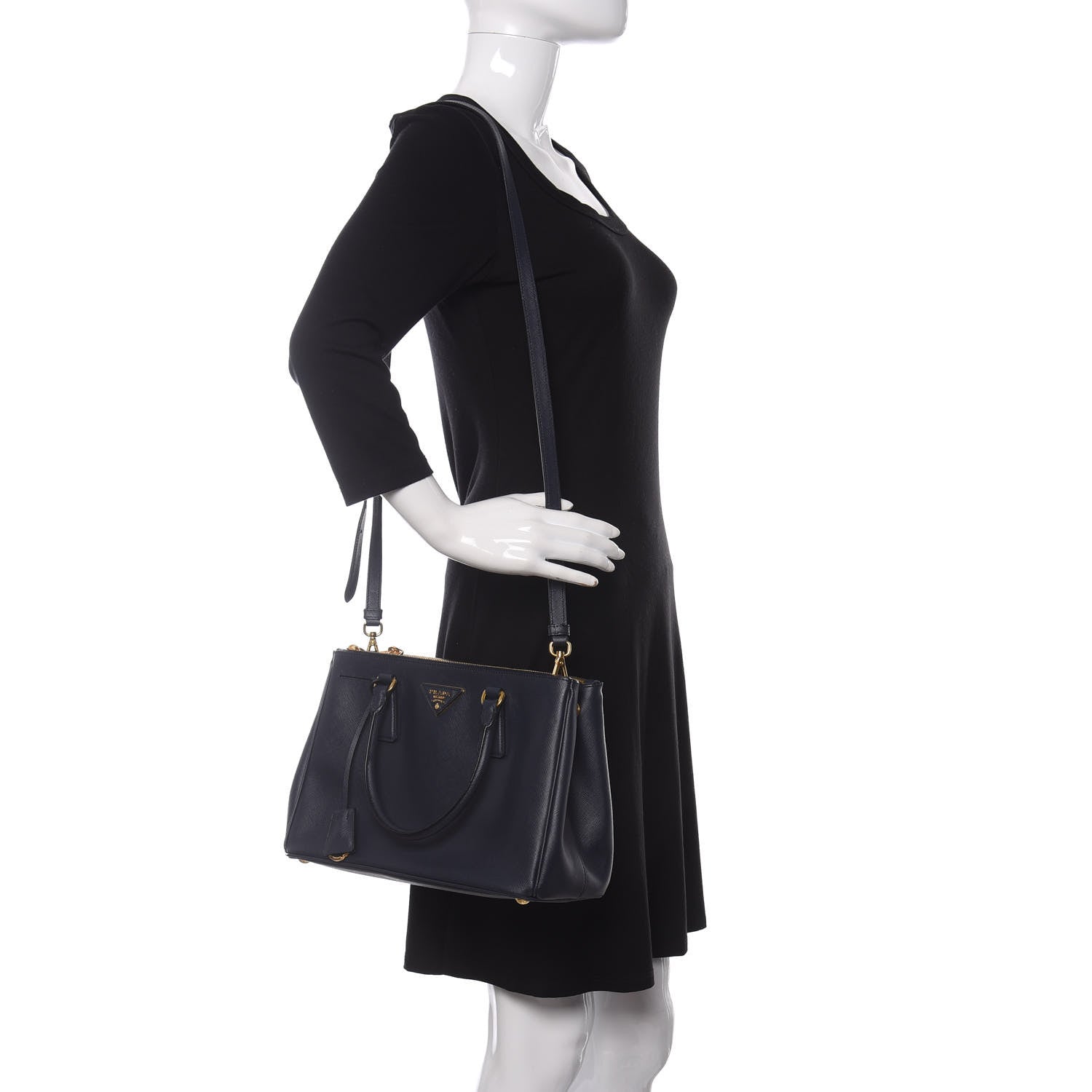 Prada Saffiano Small Galleria Double Zip Tote Baltico 2 of 10
