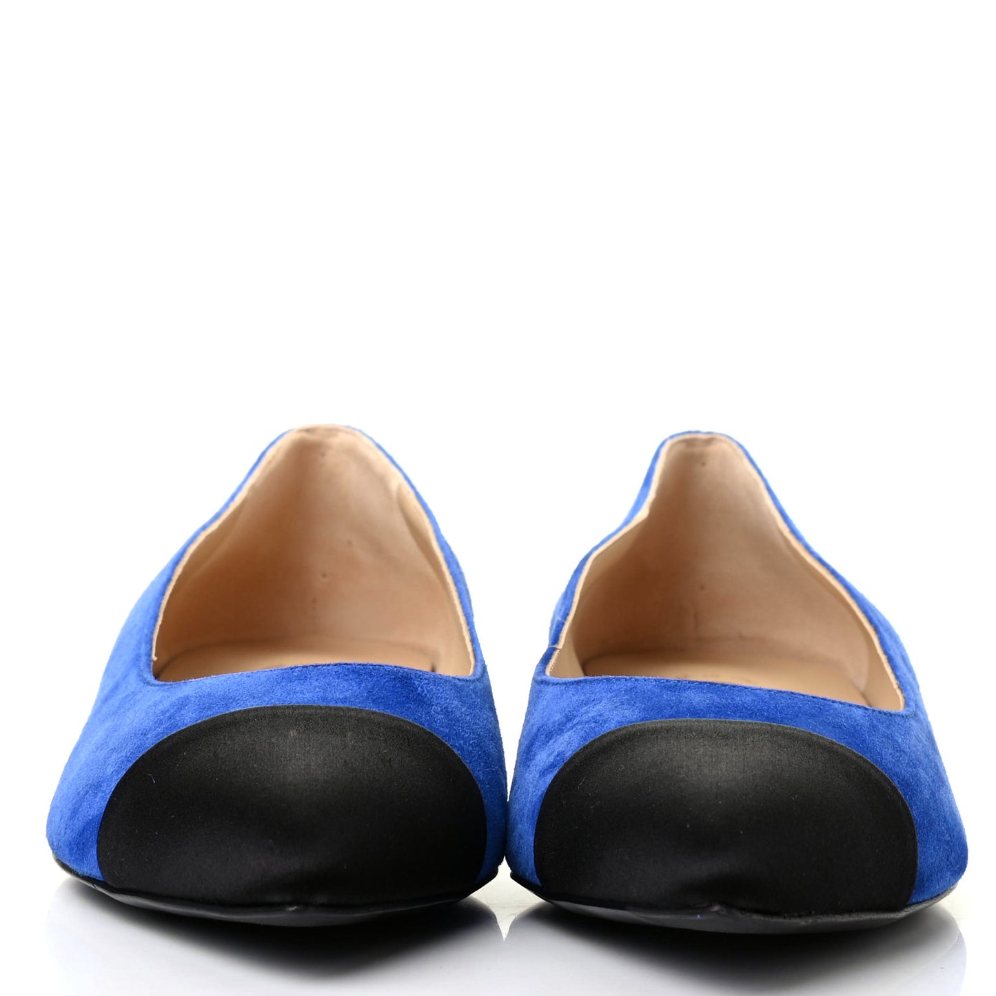 Suede Satin Cap Toe Gabrielle Ballerina Flats 39 Royal Blue Black