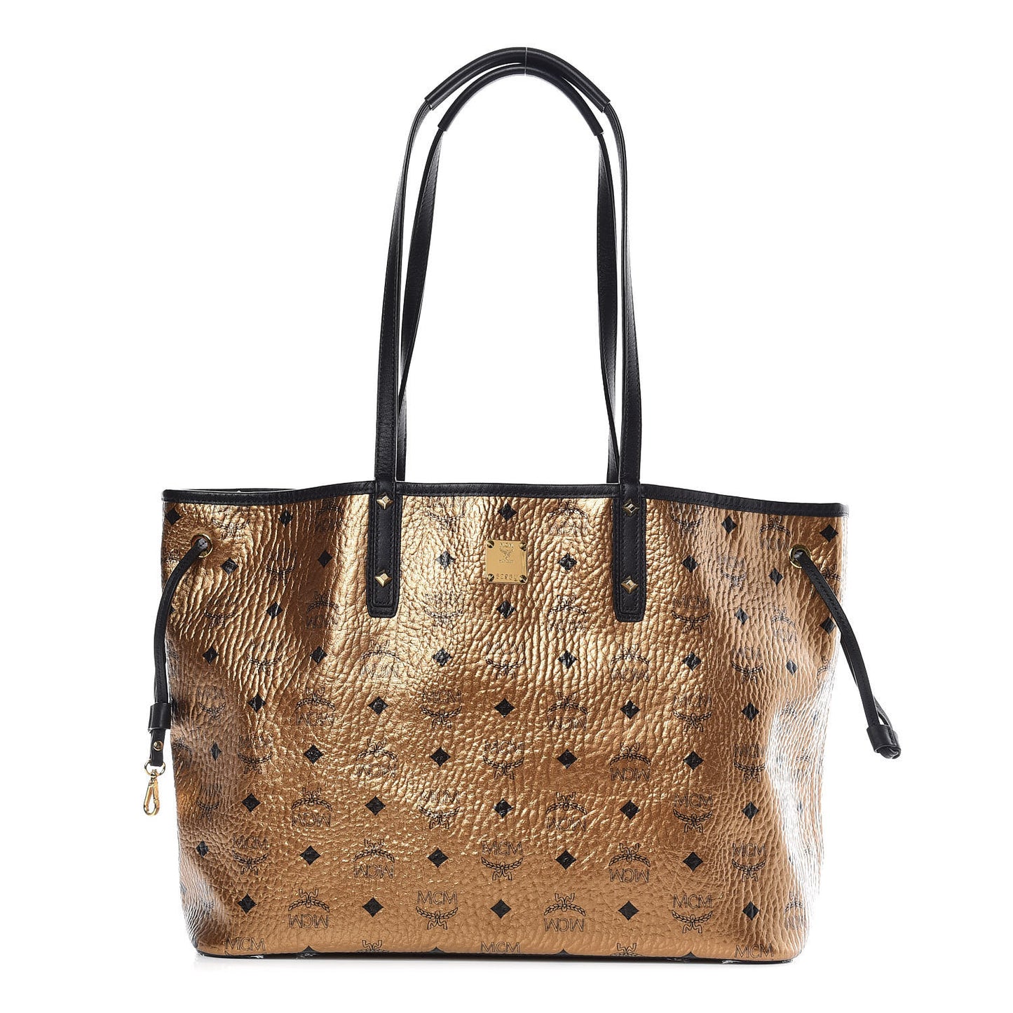 Metallic Visetos Medium Shopper Tote Gold