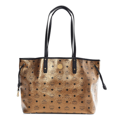 MCM Metallic Visetos Medium Shopper Tote Gold 1 of 9