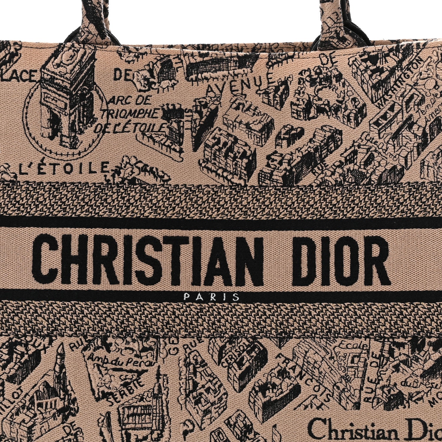 Christian Dior Canvas Embroidered Medium Plan De Paris Book Tote Beige Multi 8 of 10
