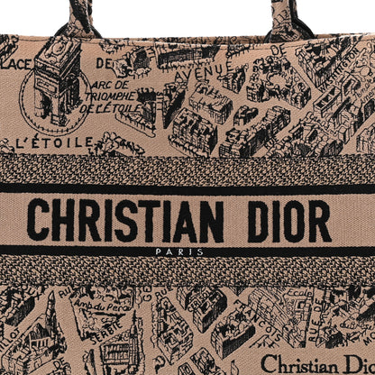 Christian Dior Canvas Embroidered Medium Plan De Paris Book Tote Beige Multi 8 of 10