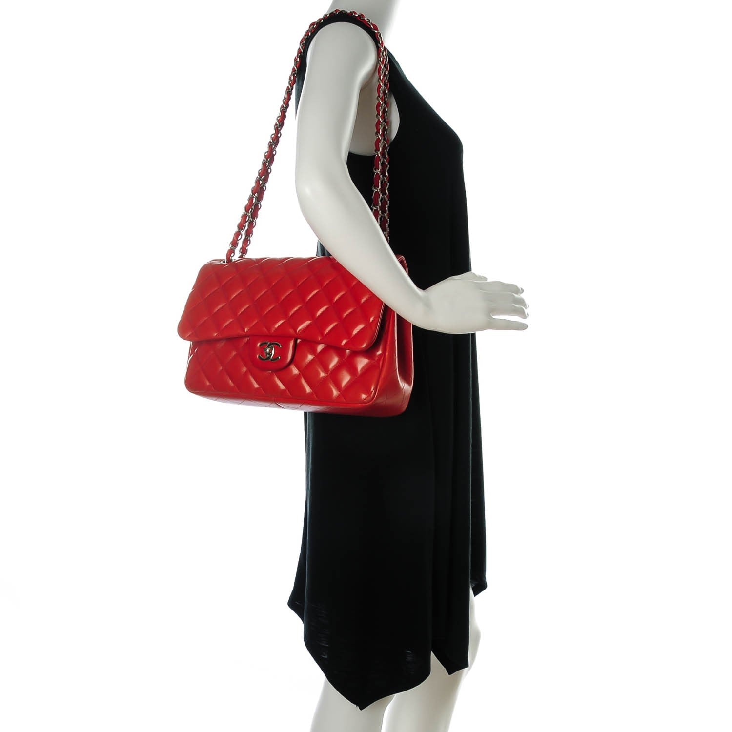 Chanel Lambskin Quilted Jumbo Double Flap Red 2 of 11