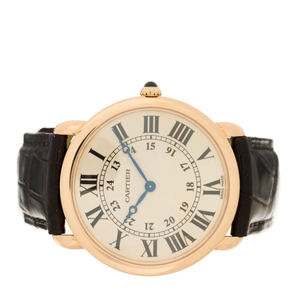 Cartier 18K Pink Gold Alligator 36mm Ronde Louis Manual Winding Watch Brown 2 of 4