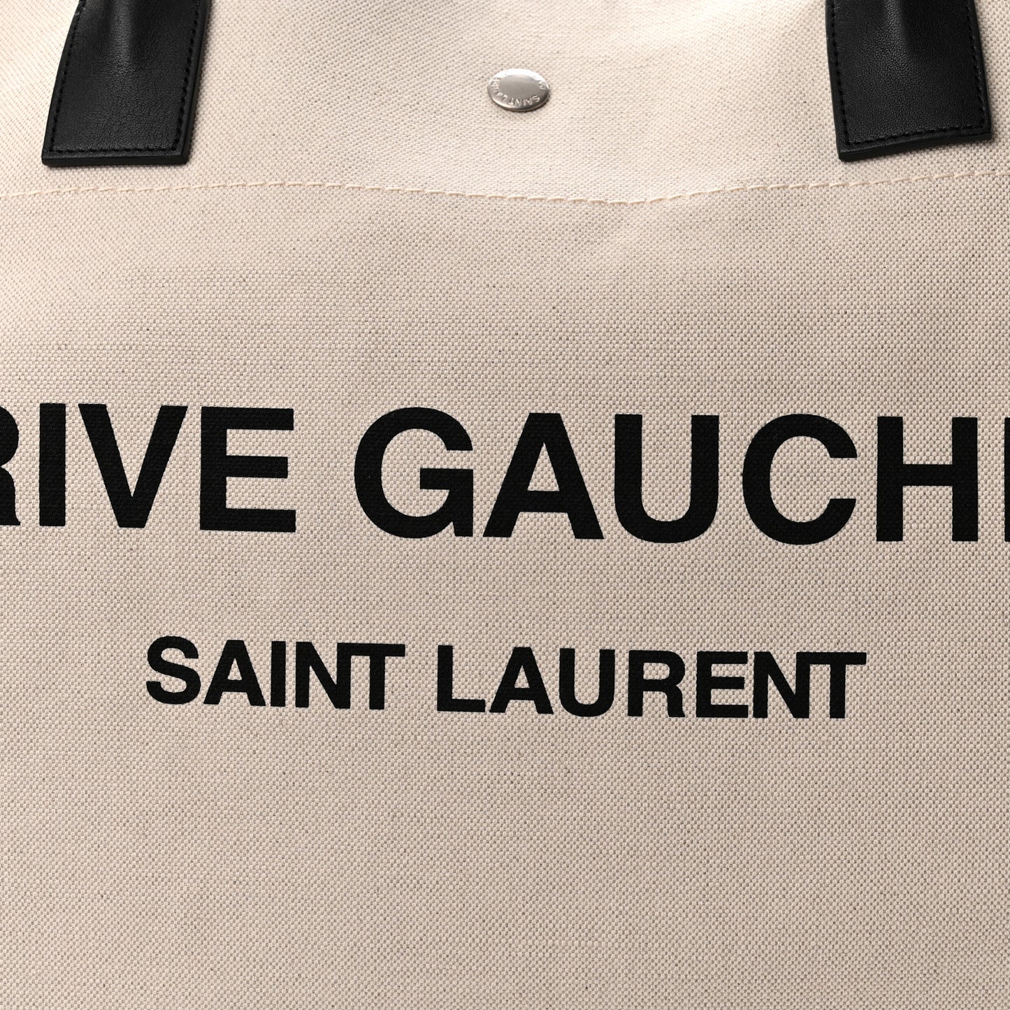 Linen Calfskin Rive Gauche Maxi Tote Grege et Noir