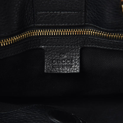 Gucci Pebbled Calfskin Medium Bamboo Shopper Tote Black 7 of 12