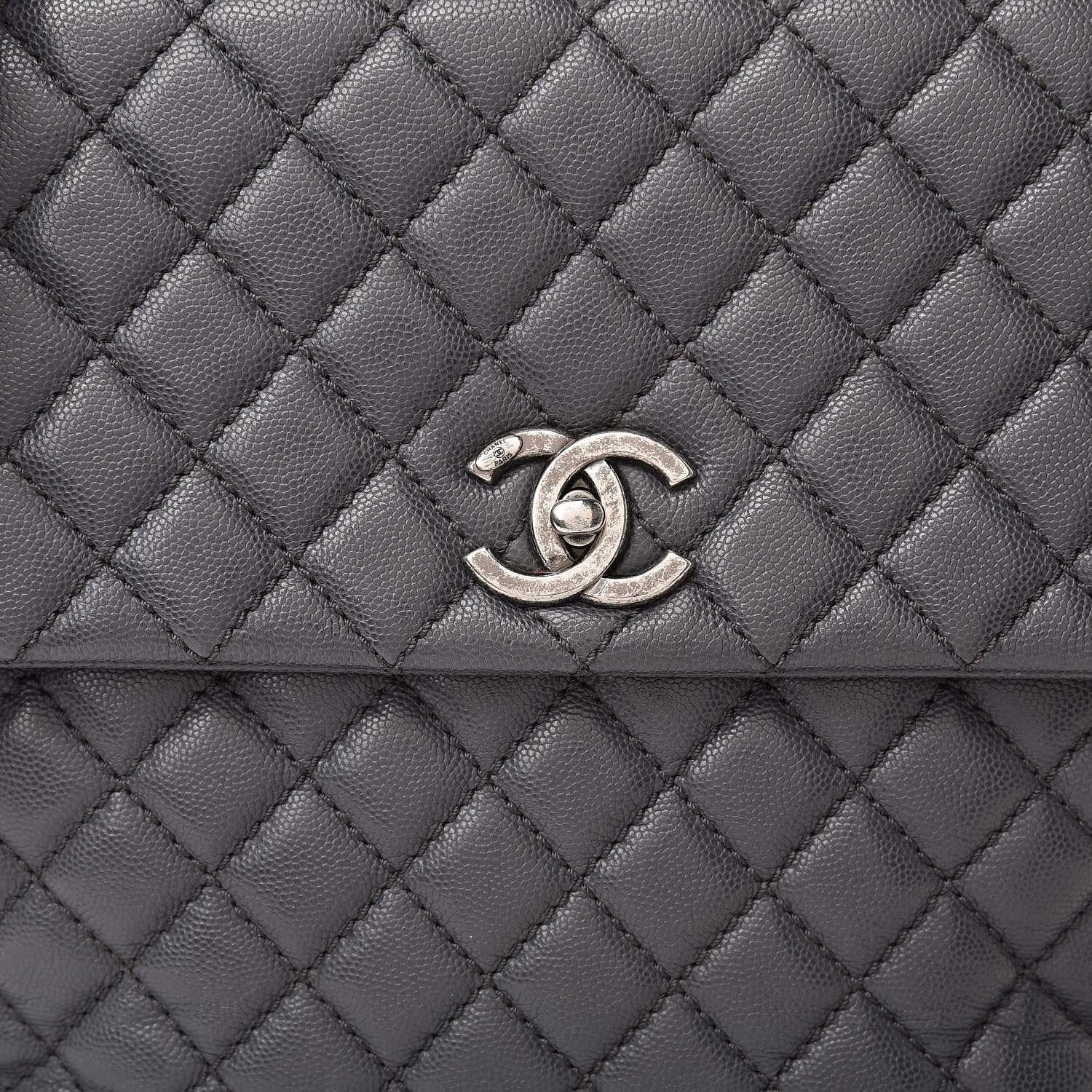 Chanel Caviar Quilted Large Coco Handle Flap Grey 8 of 15