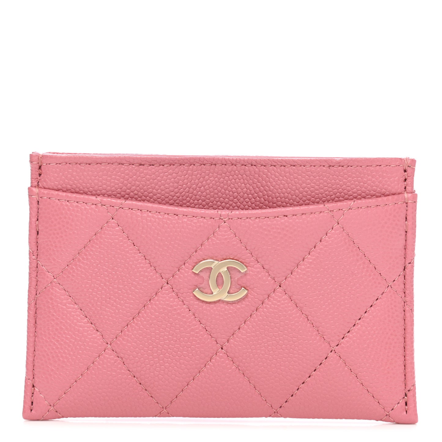 Caviar Quilted Card Holder Dark Pink