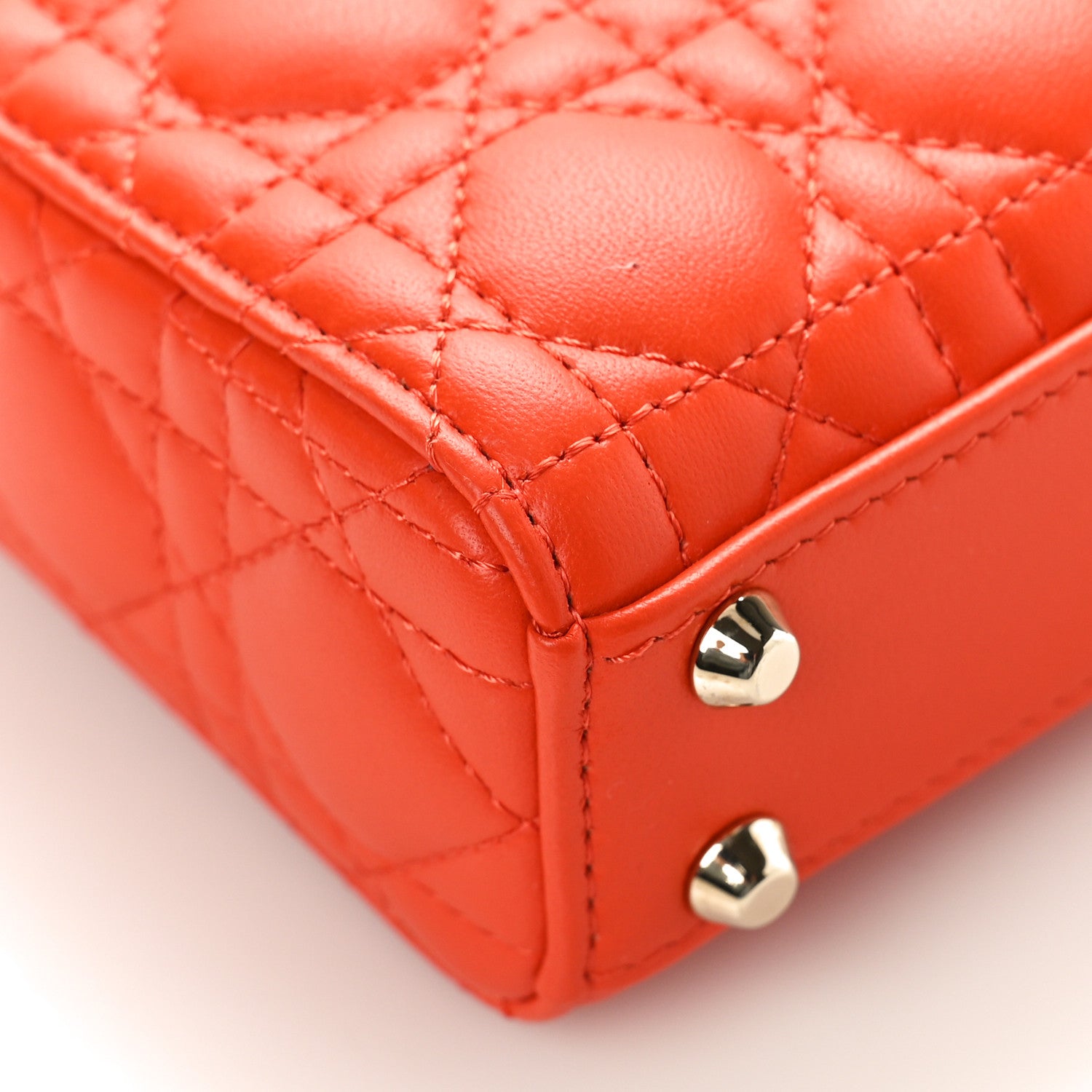 Christian Dior Lambskin Cannage Micro Lady Dior Orange 7 of 8