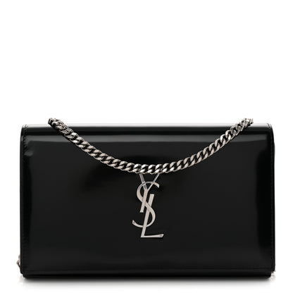Saint Laurent Glazed Calfskin Cassandre Wallet On Chain WOC Black 1 of 9