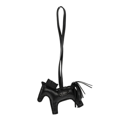 Hermes Milo Lambskin Matte Alligator Touch Grigri Rodeo Horse Bag Charm PM So Black 1 of 10