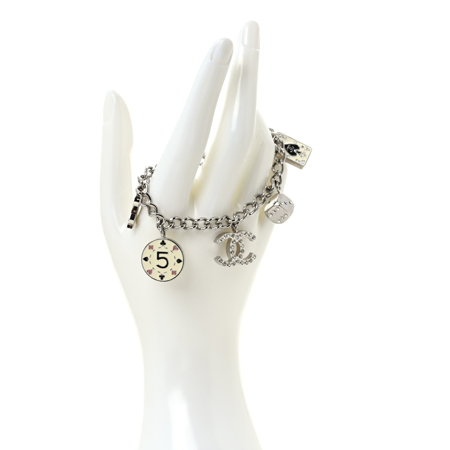 Chanel Crystal Wynn Exclusive Lucky Charm Bracelet Silver 2 of 6