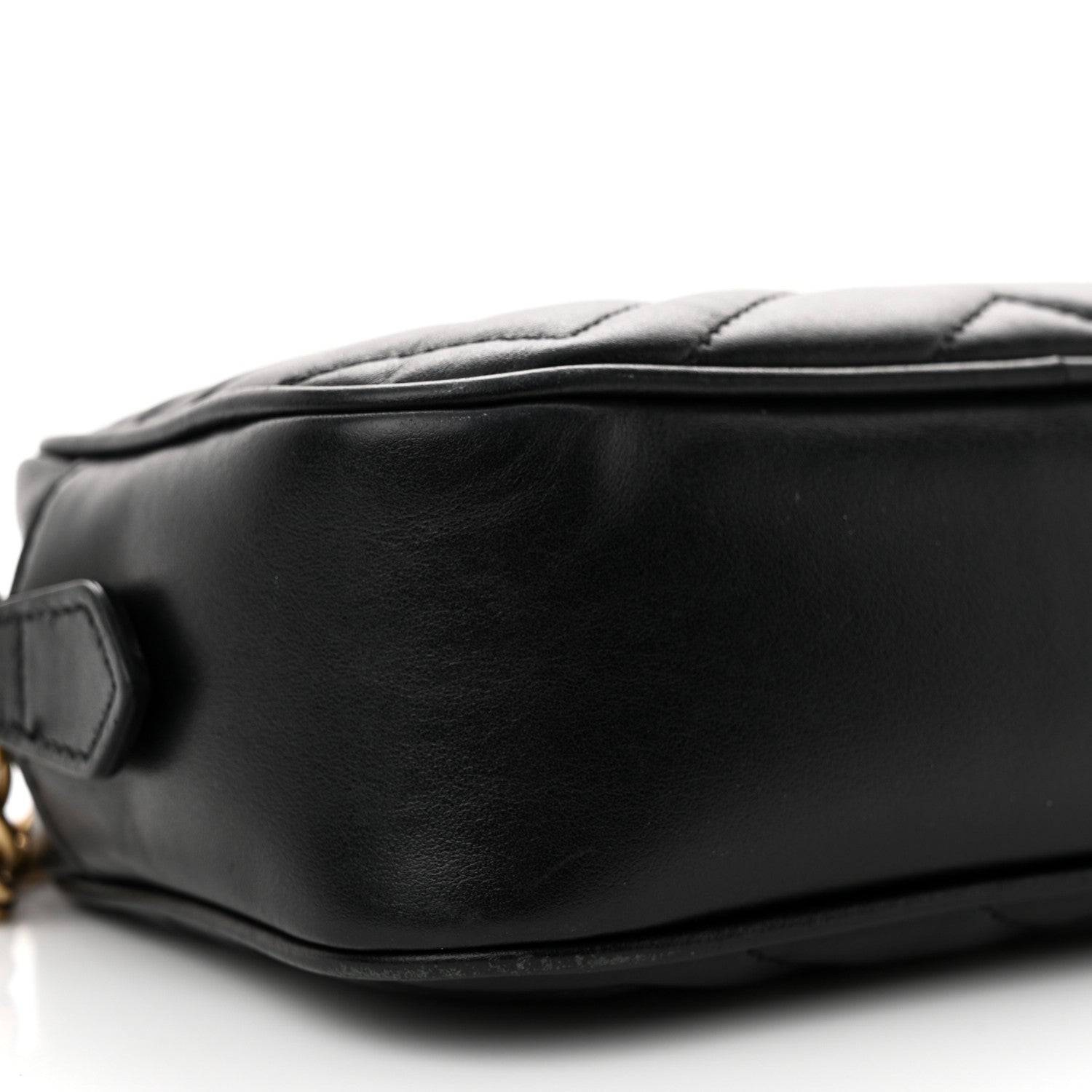 Gucci Calfskin Matelasse Mini GG Marmont Chain Shoulder Bag Black 9 of 14