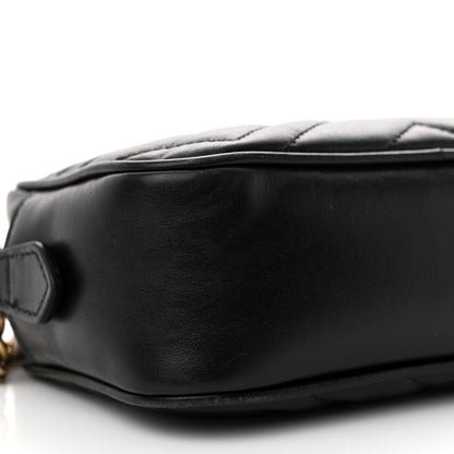 Gucci Calfskin Matelasse Mini GG Marmont Chain Shoulder Bag Black 9 of 14