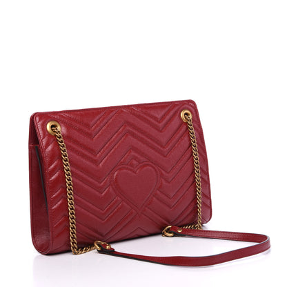 Gucci Azalea Calfskin Matelasse Heart Medium GG Marmont Slim Shoulder Bag Romantic Cerise 2 of 9