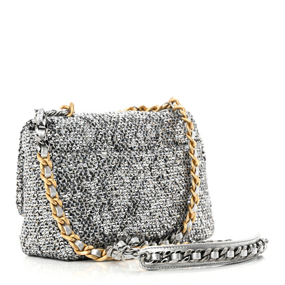 Chanel Sequin Quilted Medium Chanel 19 Flap Silver 3 of 10