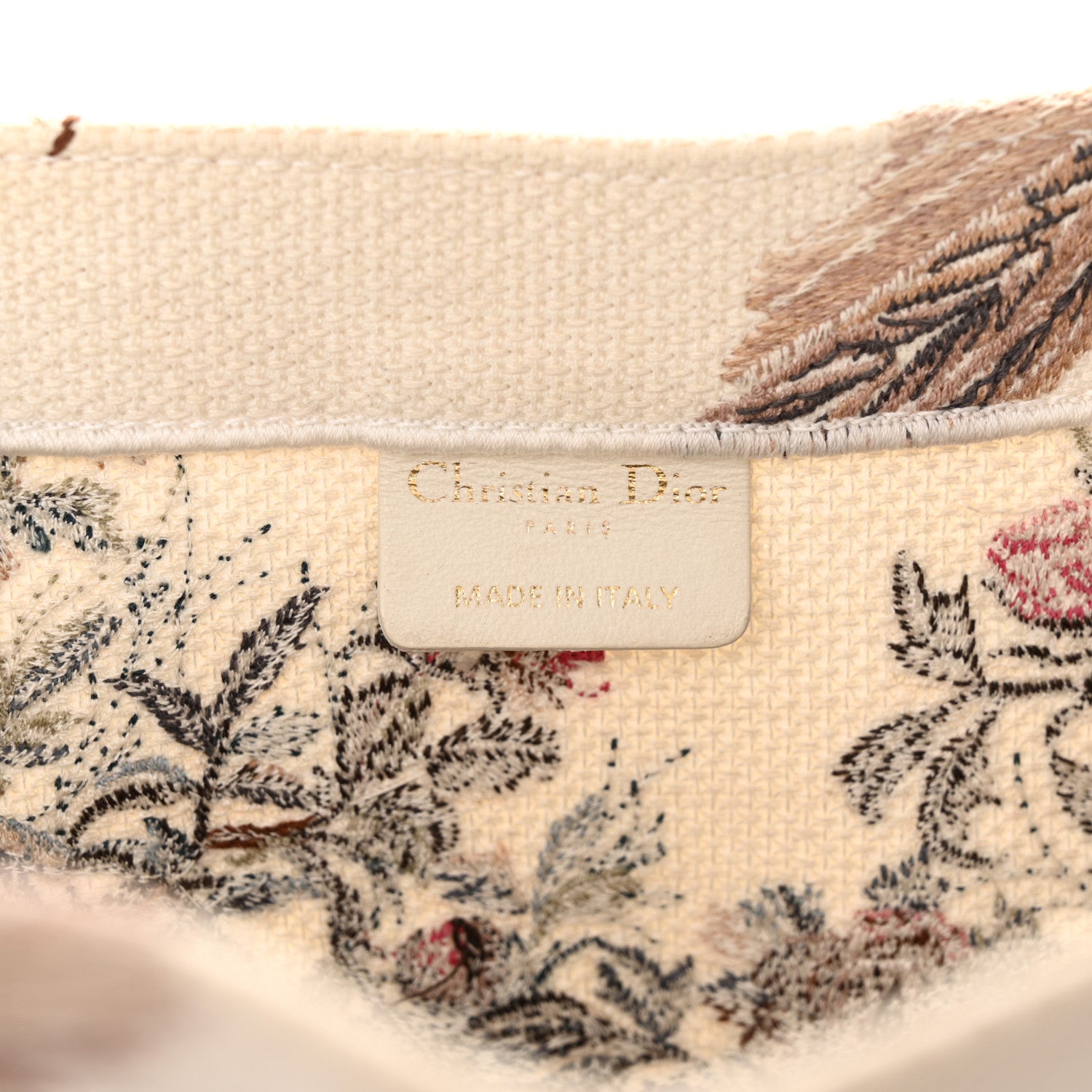 Christian Dior Canvas Embroidered Large Jardin D'Hiver Book Tote Latte Multicolor 6 of 16
