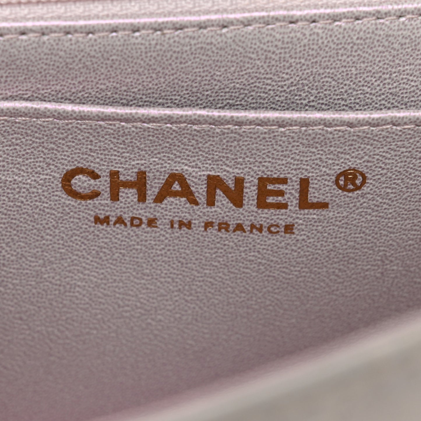 Iridescent Lambskin Quilted Mini Top Handle Rectangular Flap White